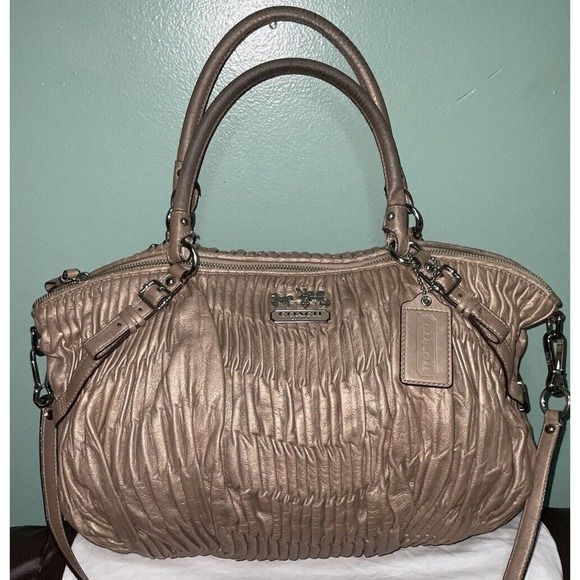 Coach 1941 Madison Gathered Leather Metallic Beige Sophia Satchel Shoulder Bag - Picture 16 of 16